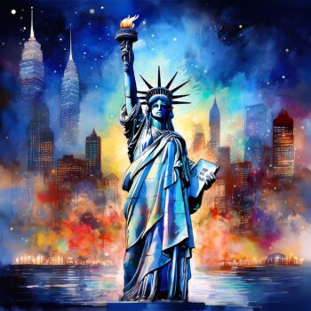 Lámina "Estatua Libertad Noche"