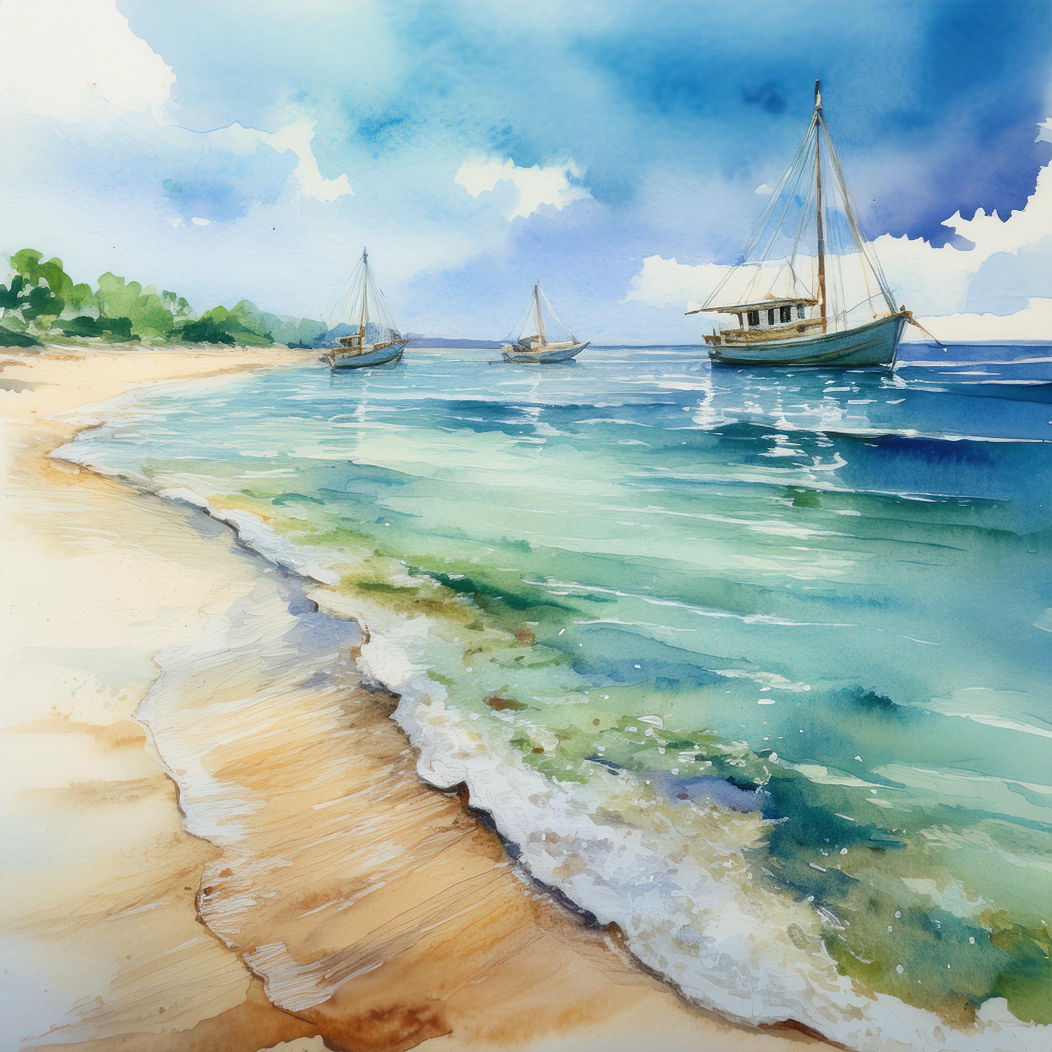 Lámina "Barcos y playa 3"