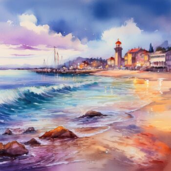 Lámina "Faro y playa"