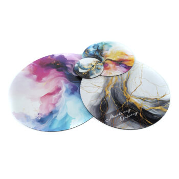 Bajo plato/fuente y posavasos “Arte abstracto” UNIDAD